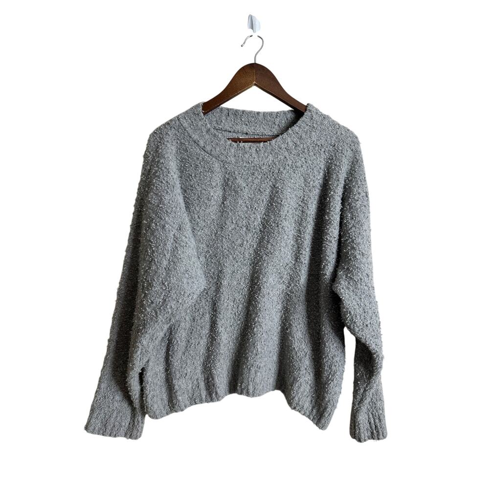 Doen Nadine Boucle Cashmere Wool Sweater size M Gray Fuzzy Relaxed